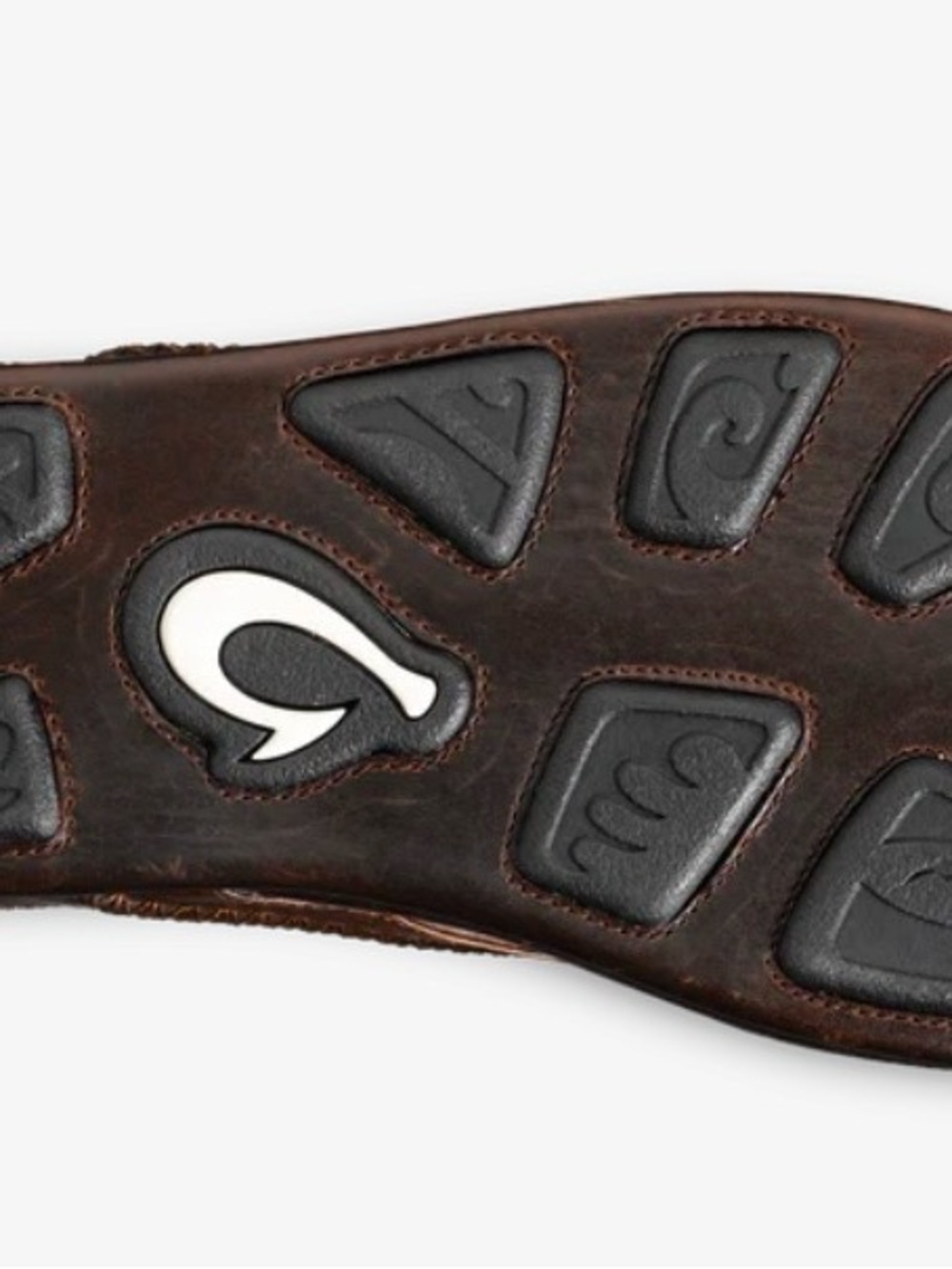 OluKai Men's Dark Brown Leather Flip-Flops with Contrast Stitching size 12 - Picture 4 of 8